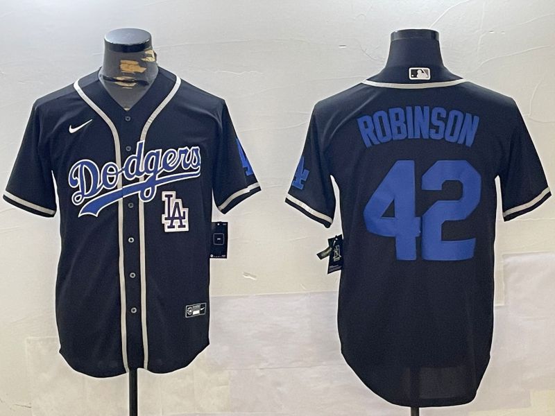 Men Los Angeles Dodgers 42 Robinson Black Game 2024 Nike MLB Jersey style 11215